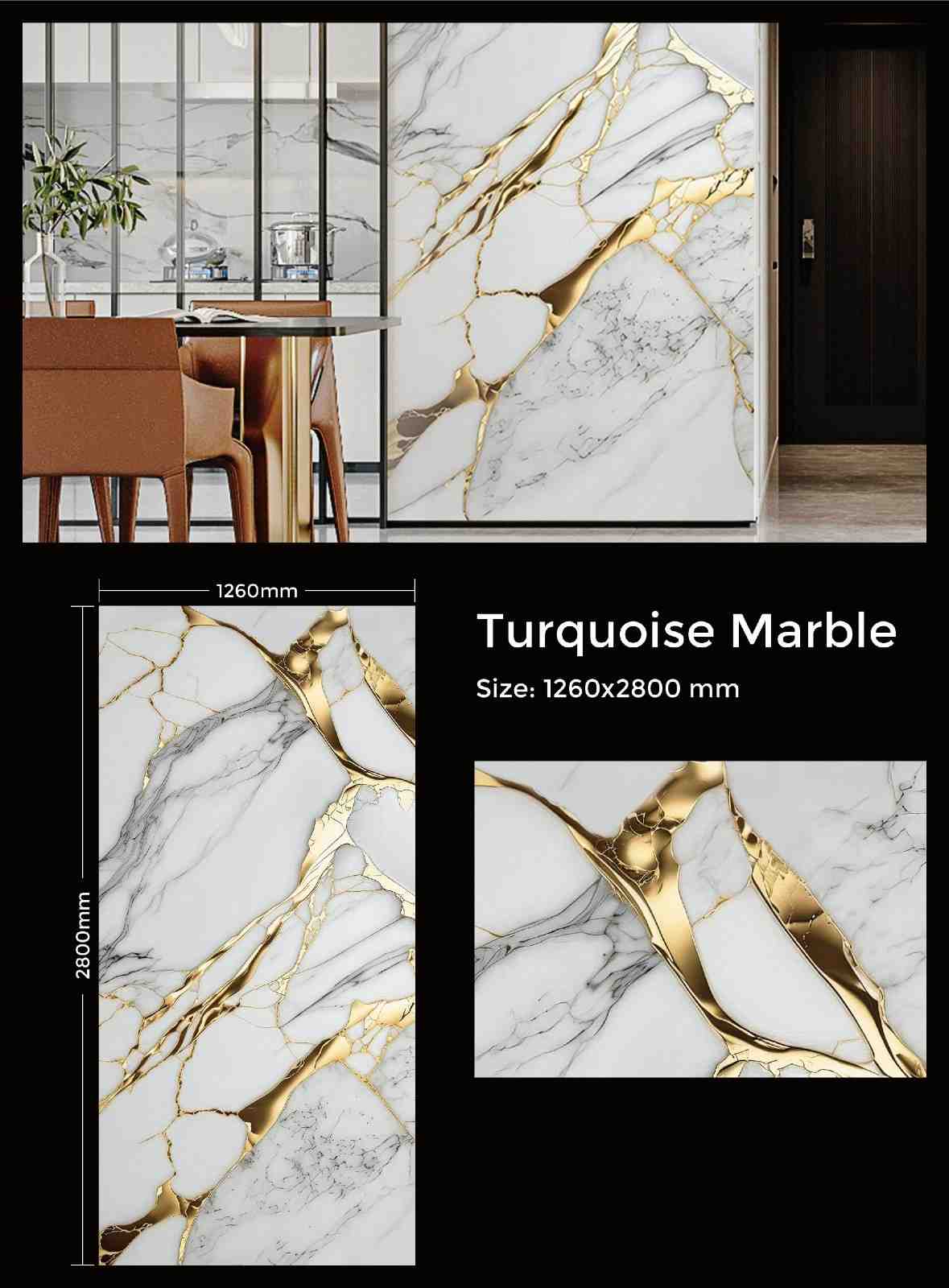 Turquoise Marble UV polished marble wall panel